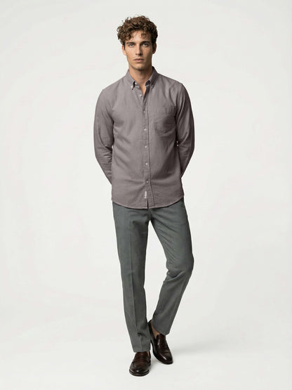 Celio* Men Grey Solid Regular Fit Cotton Shirts