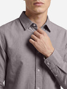 Celio* Grey Regular Fit Solid Cotton Men Shirts