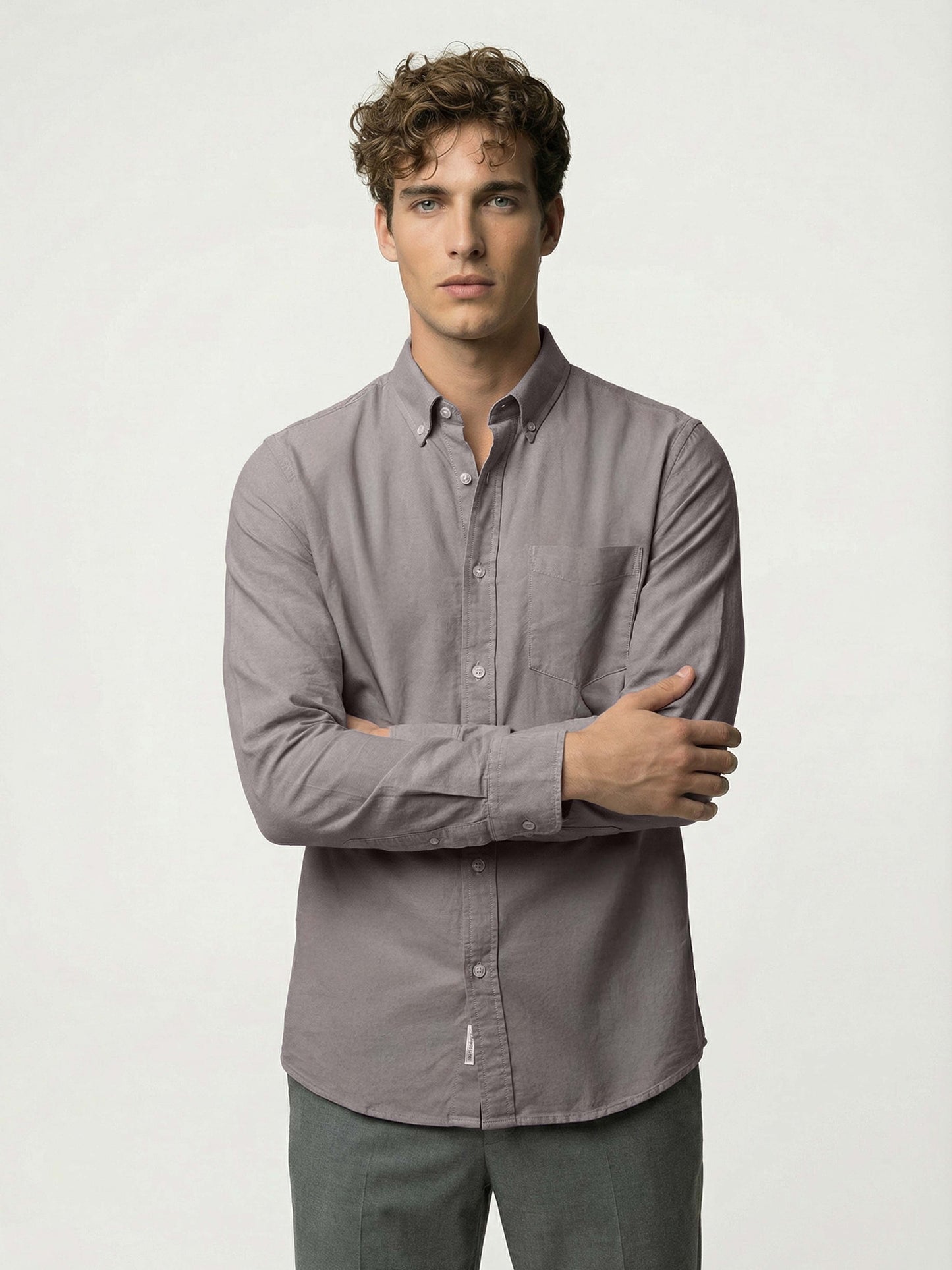Celio* Men Grey Solid Regular Fit Cotton Shirts