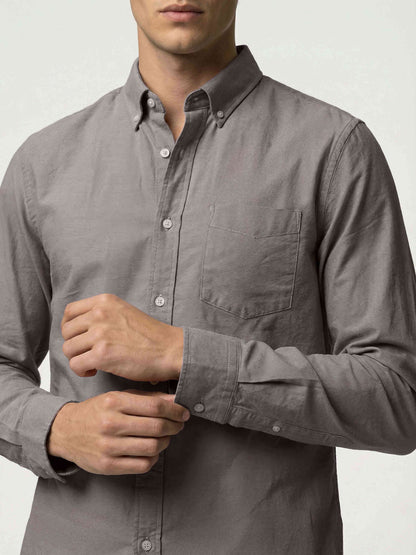 Celio* Men Grey Solid Regular Fit Cotton Shirts