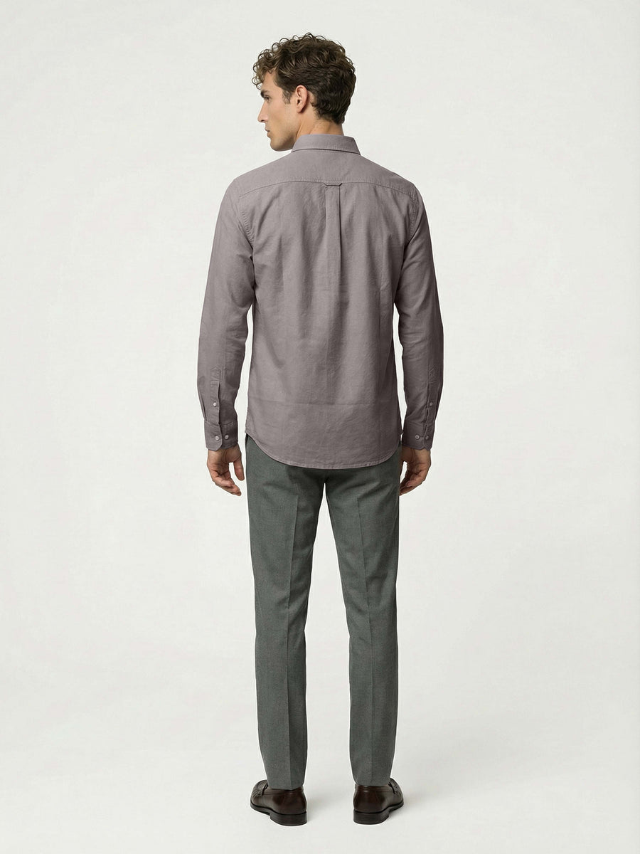 Celio* Grey Regular Fit Solid Cotton Men Shirts