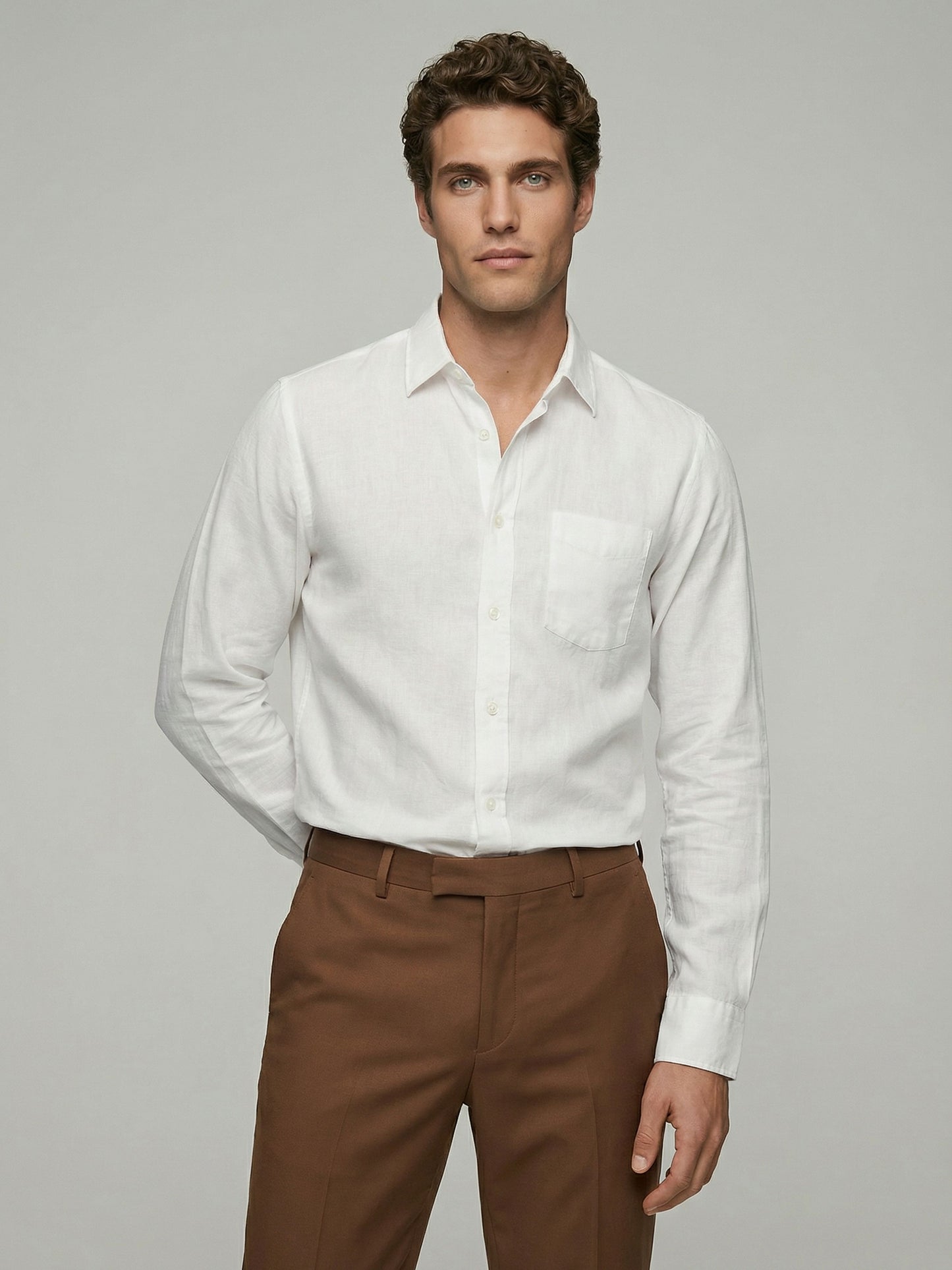 Celio* Men White Solid Regular Fit Cotton Shirts