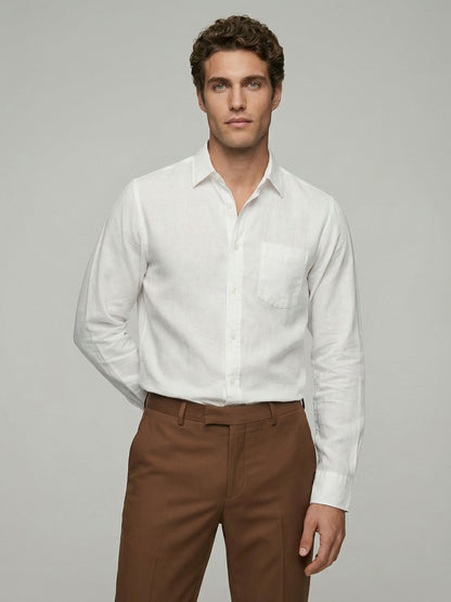 Celio* Men White Solid Regular Fit Cotton Shirts