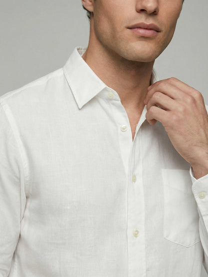 Celio* Men White Solid Regular Fit Cotton Shirts