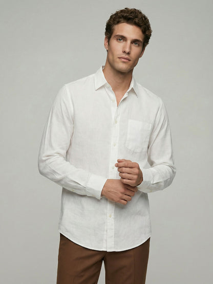 Celio* Men White Solid Regular Fit Cotton Shirts