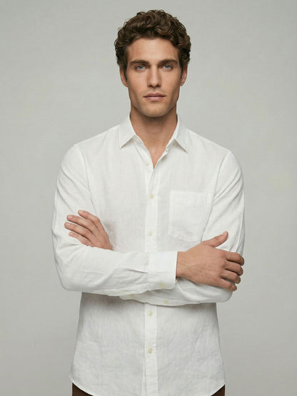 Celio* Men White Solid Regular Fit Cotton Shirts