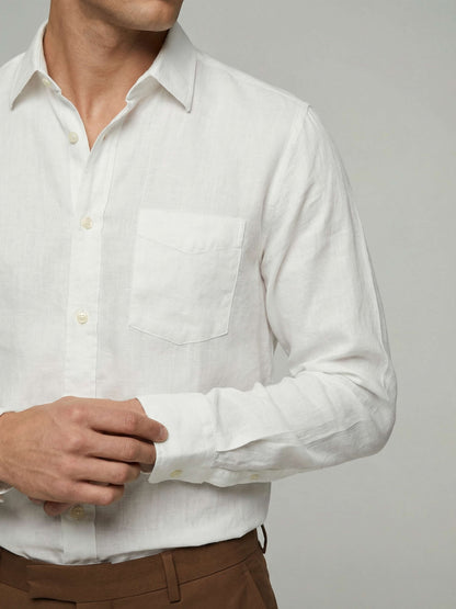 Celio* Men White Solid Regular Fit Cotton Shirts