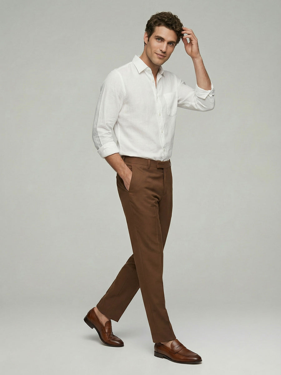 Celio* Solid Regular Fit Cotton  Men White Shirts