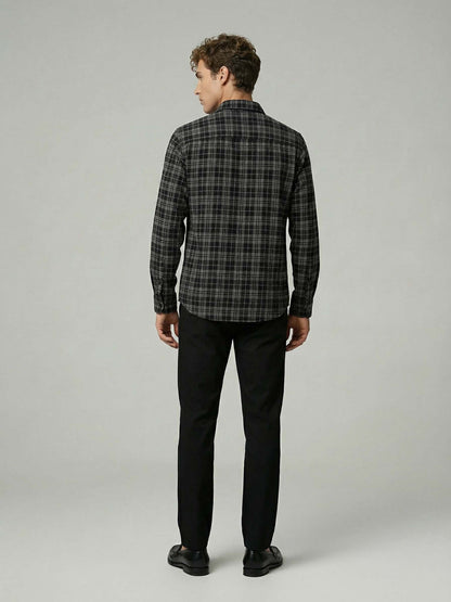 Celio* Men Black Checked Regular Fit Polyester Shirts