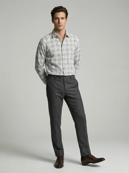 Celio* Men Grey Checked Regular Fit Polyester Shirts