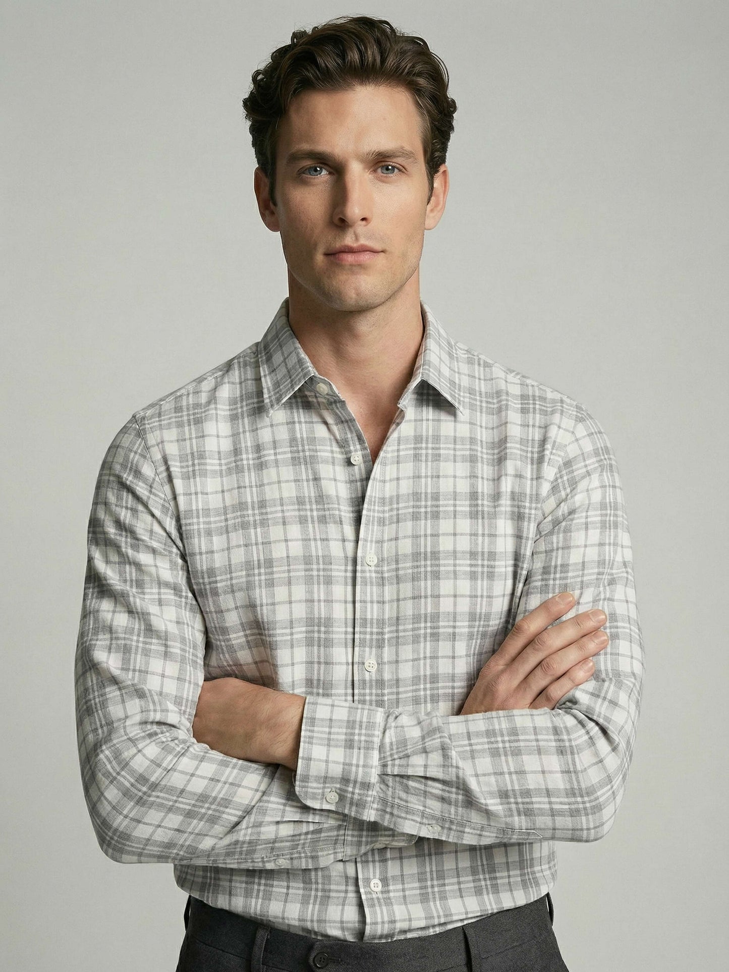 Celio* Men Grey Checked Regular Fit Polyester Shirts