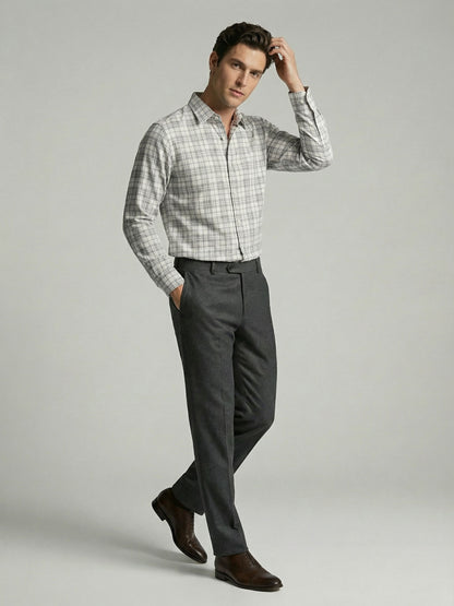 Celio* Men Grey Checked Regular Fit Polyester Shirts