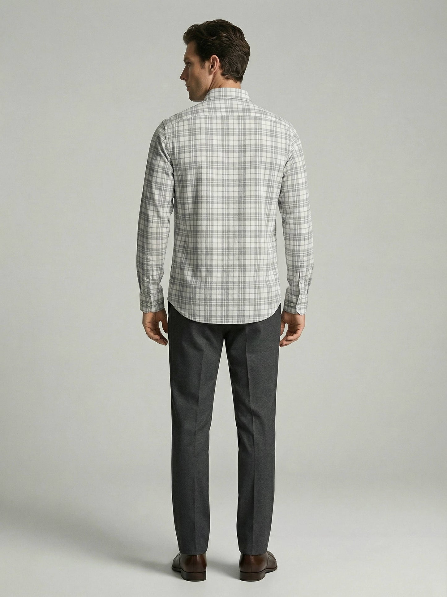 Celio* Men Grey Checked Regular Fit Polyester Shirts