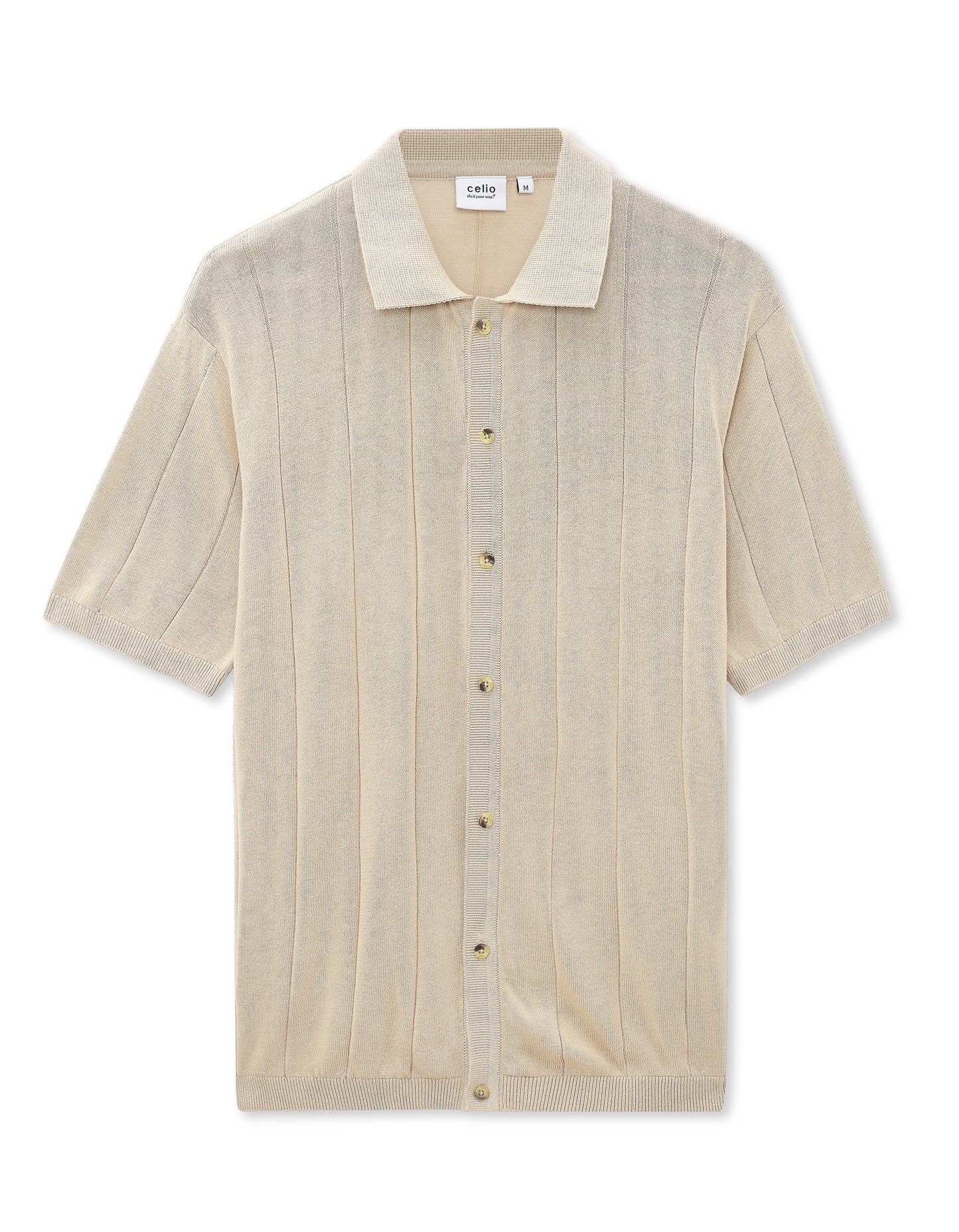 Celio Mens Beige Solid Regular Fit Cotton T-Shirts