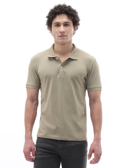 Celio Solid Slim Fit Cotton Blend Brown Tshirts