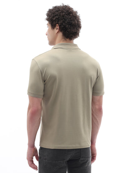 Celio Solid Slim Fit Cotton Blend Brown Tshirts