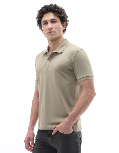 Celio Solid Slim Fit Cotton Blend Brown Tshirts
