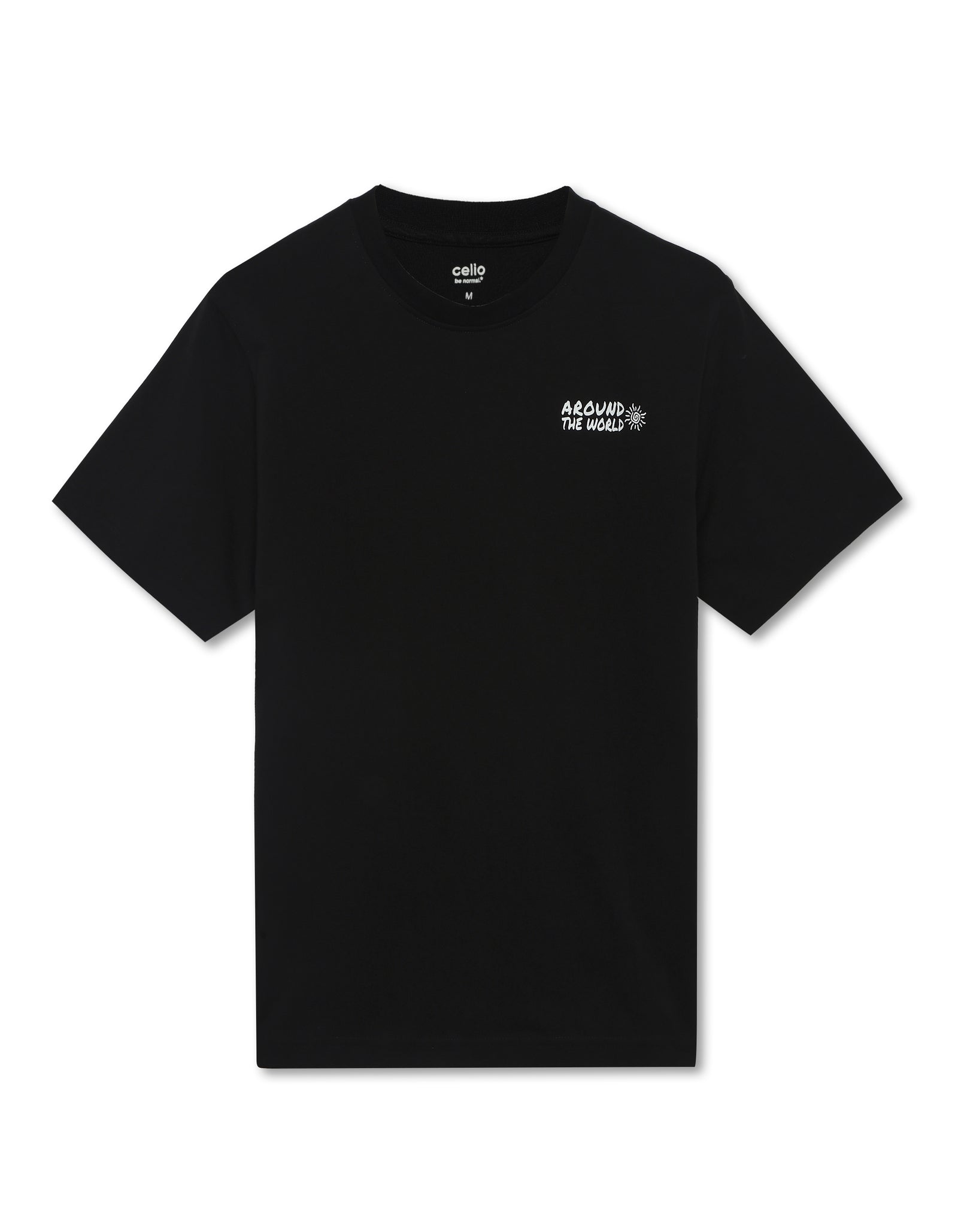 Celio Solid Regular Fit Cotton Black TShirts