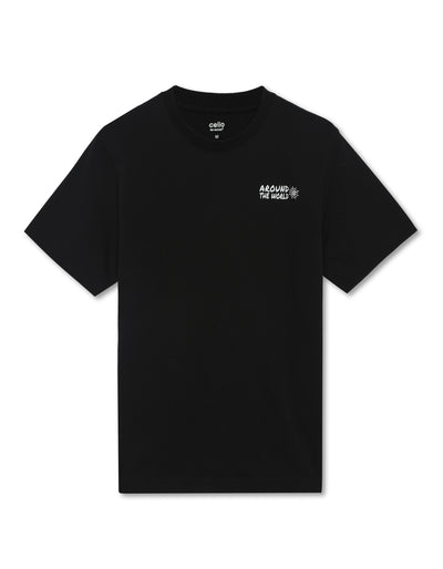 Celio Solid Regular Fit Cotton Black TShirts