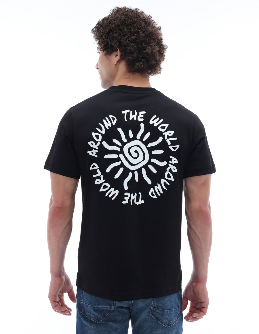 Celio Solid Regular Fit Cotton Black TShirts