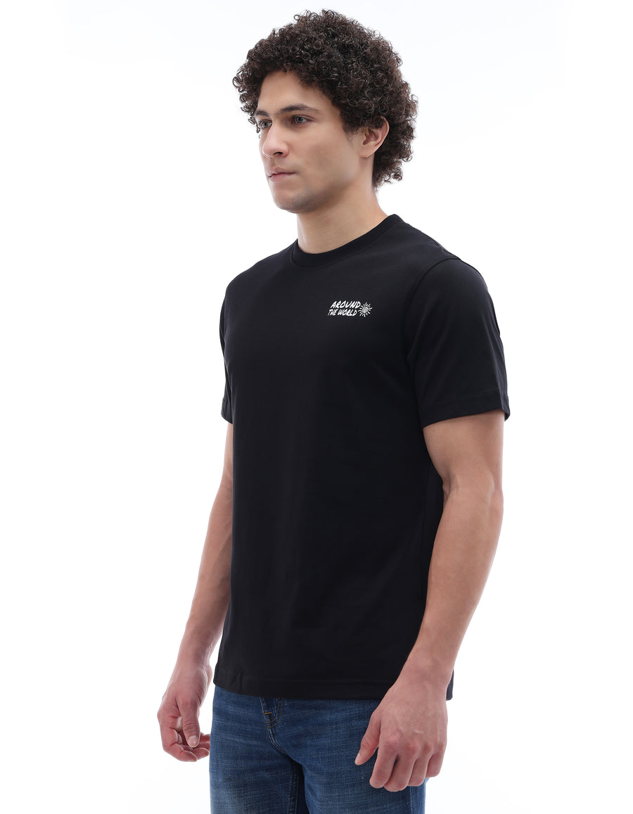Celio Solid Regular Fit Cotton Black TShirts