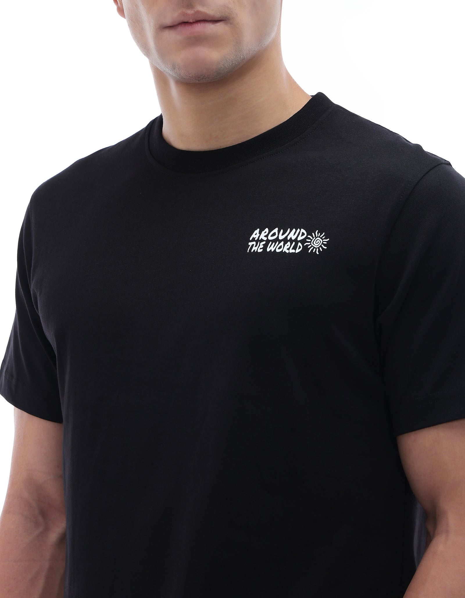 Celio Solid Regular Fit Cotton Black TShirts