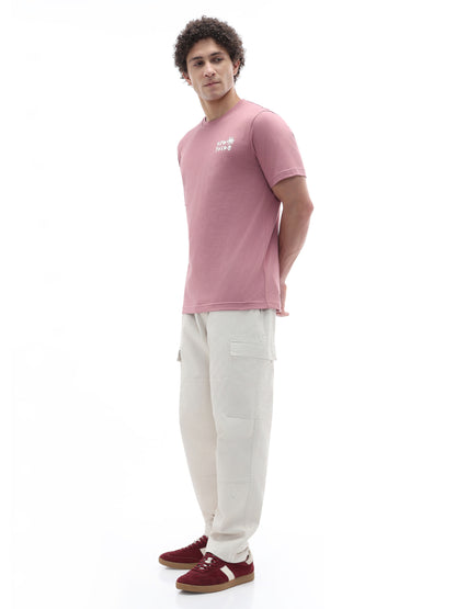 Celio Solid Regular Fit Cotton Pink TShirts