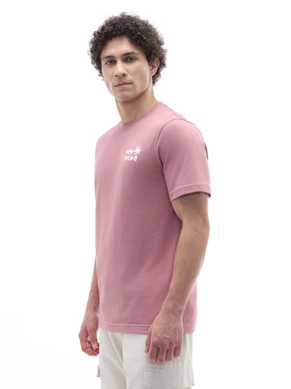 Celio Solid Regular Fit Cotton Pink TShirts