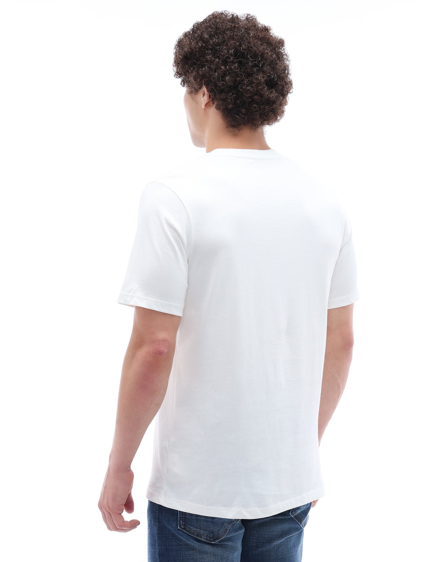 Celio Solid Regular Fit Cotton Cream TShirts