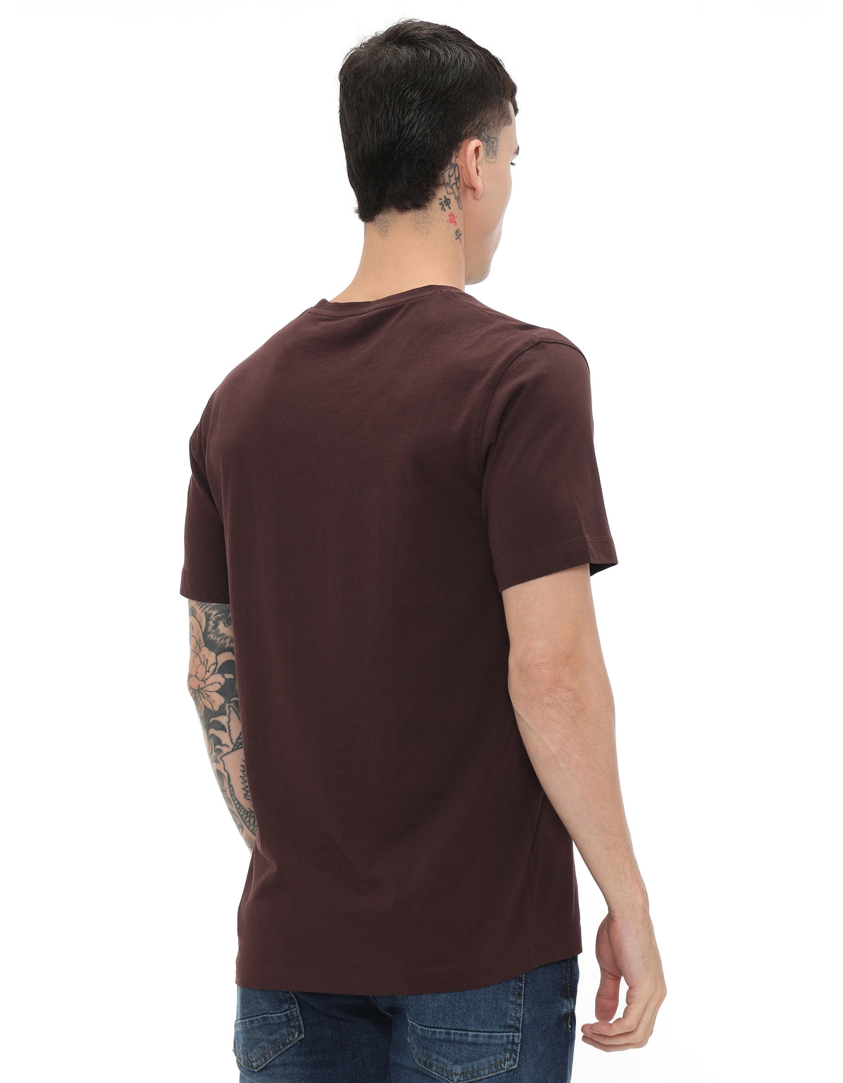 Slim Fit 100% Cotton Solid Tshirts - Brown