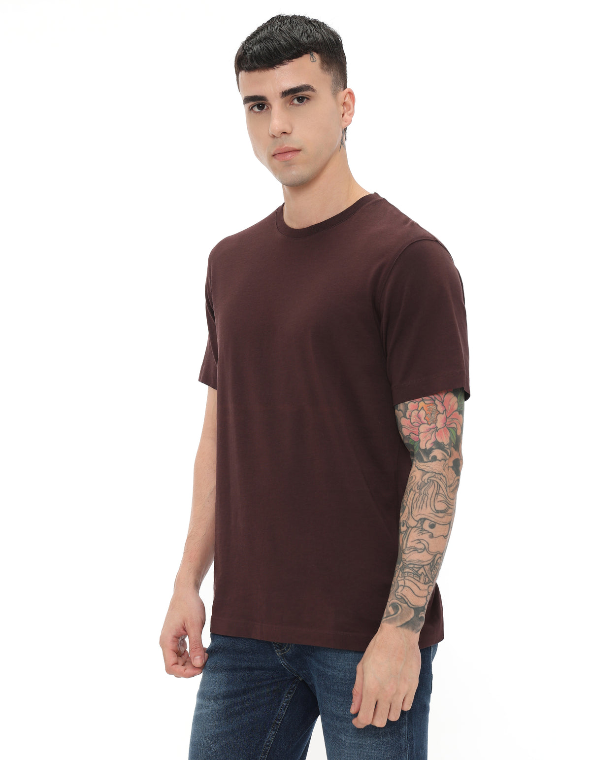 Regular Fit 100% Cotton Solid Tshirts - Grey