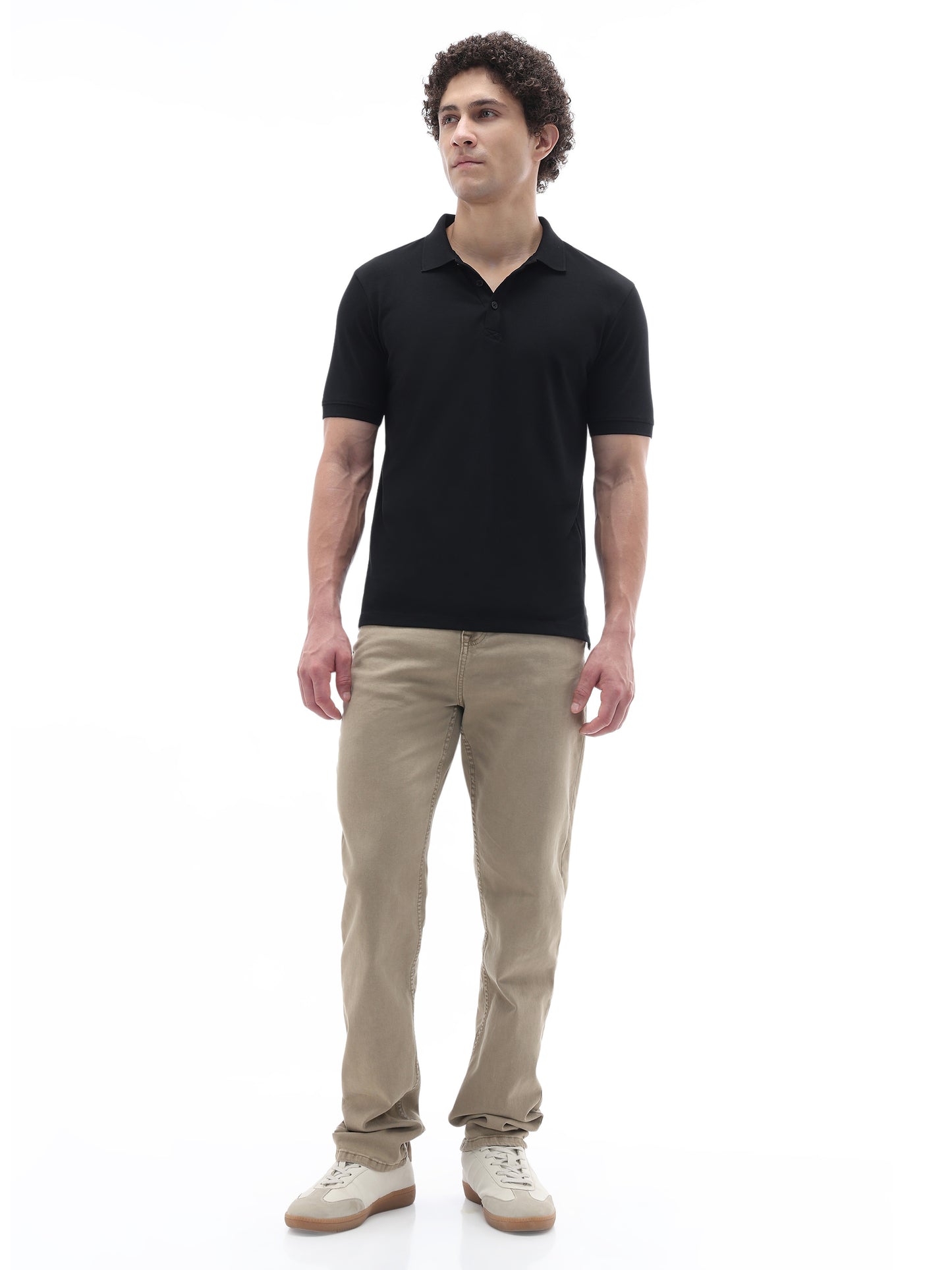 Celio Solid Straight Fit Cotton Black TShirts