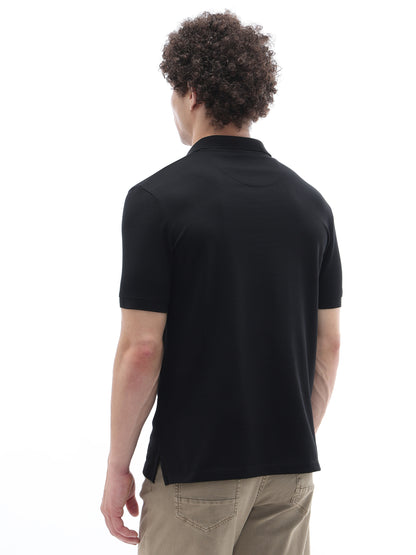 Celio Solid Straight Fit Cotton Black TShirts
