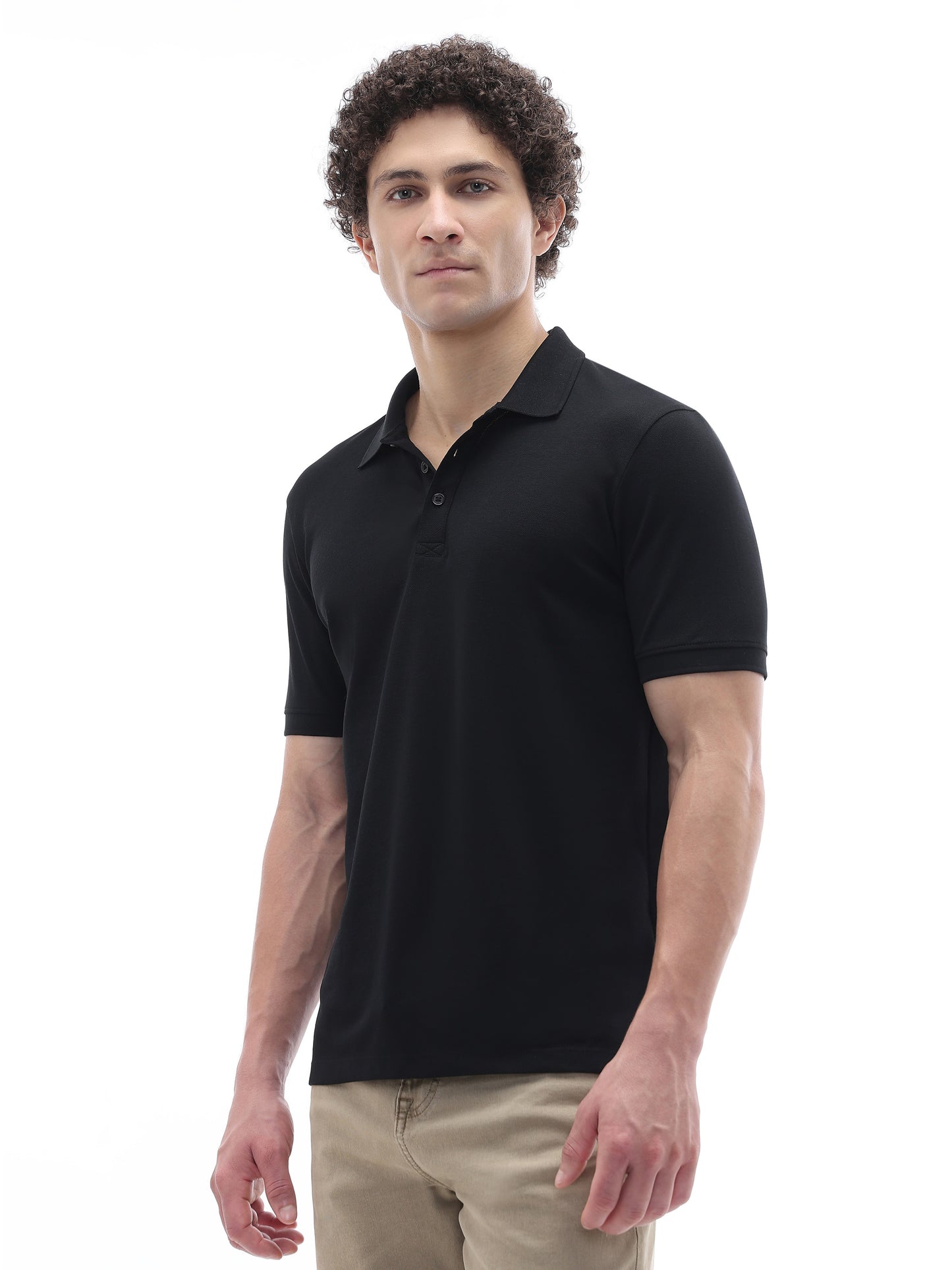 Celio Solid Straight Fit Cotton Black TShirts
