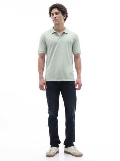 Celio Solid Straight Fit Cotton Green TShirts