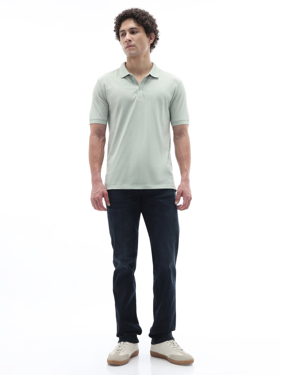 Celio Solid Straight Fit Cotton Green TShirts