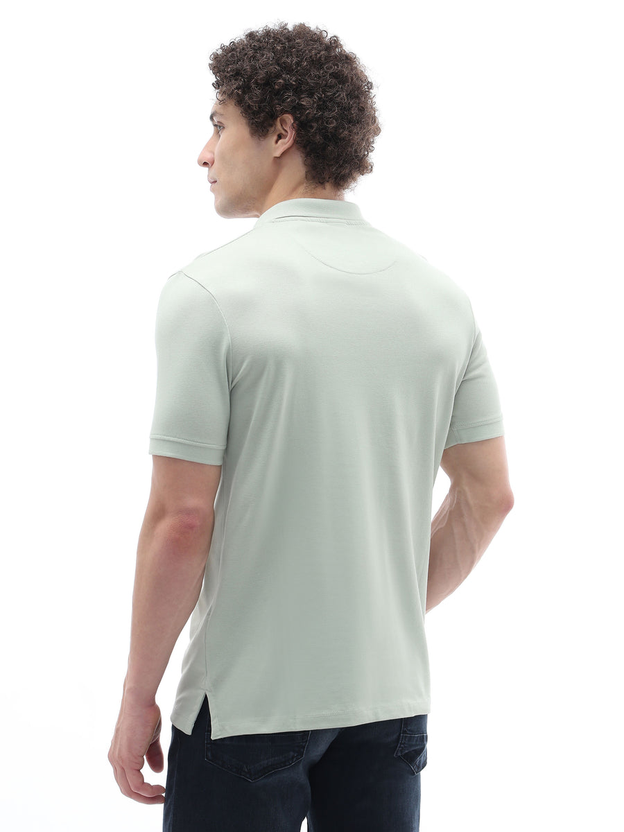 Celio Solid Straight Fit Cotton Green TShirts