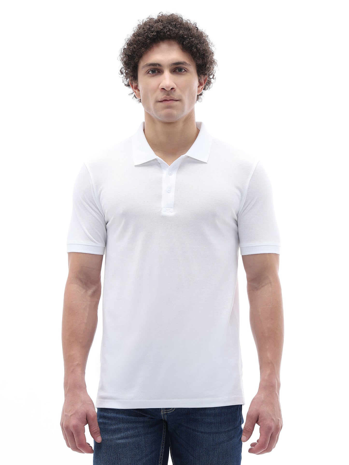 Celio Solid Straight Fit Cotton White TShirts