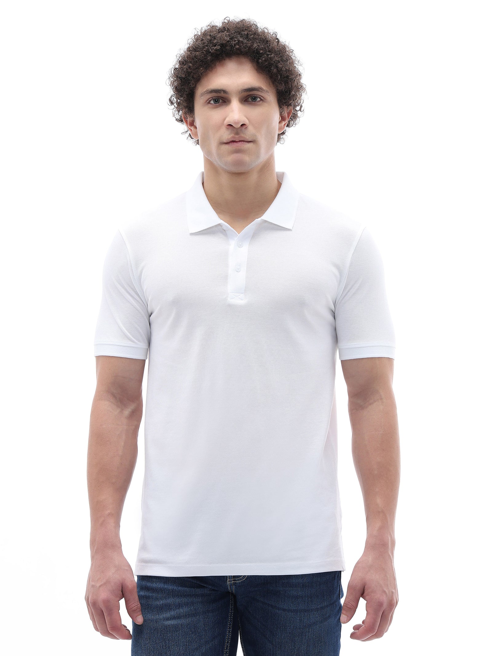 Celio Solid Straight Fit Cotton White TShirts
