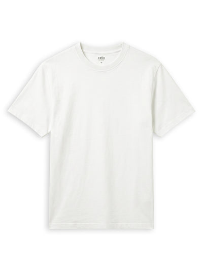 Celio Solid Regular Fit Cotton Cream TShirts