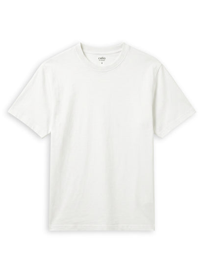 Celio Solid Regular Fit Cotton Cream TShirts