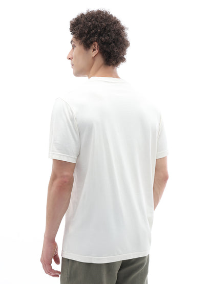 Celio Solid Regular Fit Cotton Cream TShirts