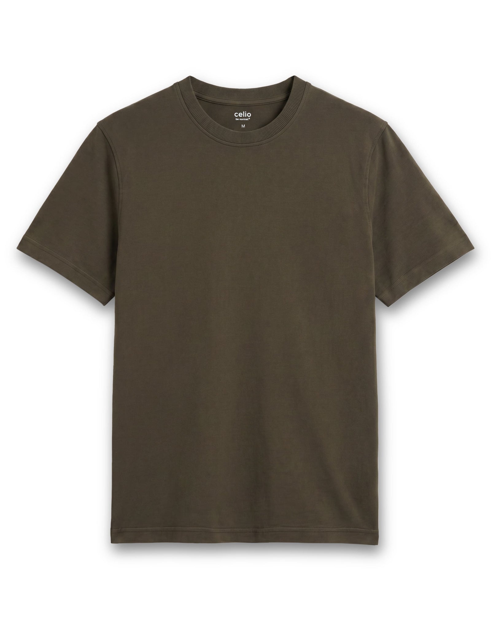 Celio Solid Regular Fit Cotton Olive Tshirts