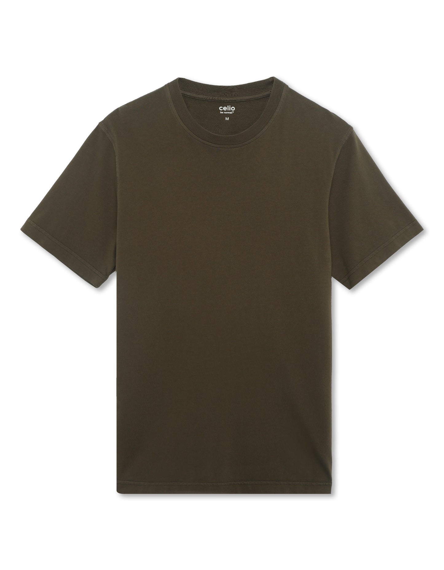 Celio* Regular Fit 100% Cotton Round neck T-shirt-Olive