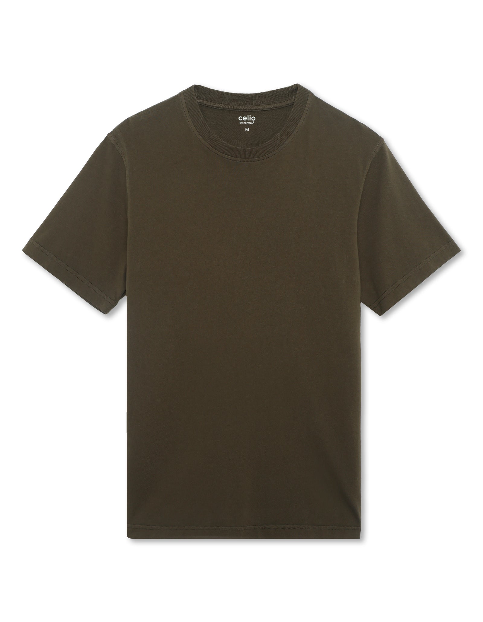 Celio* Regular Fit 100% Cotton Round neck T-shirt-Olive