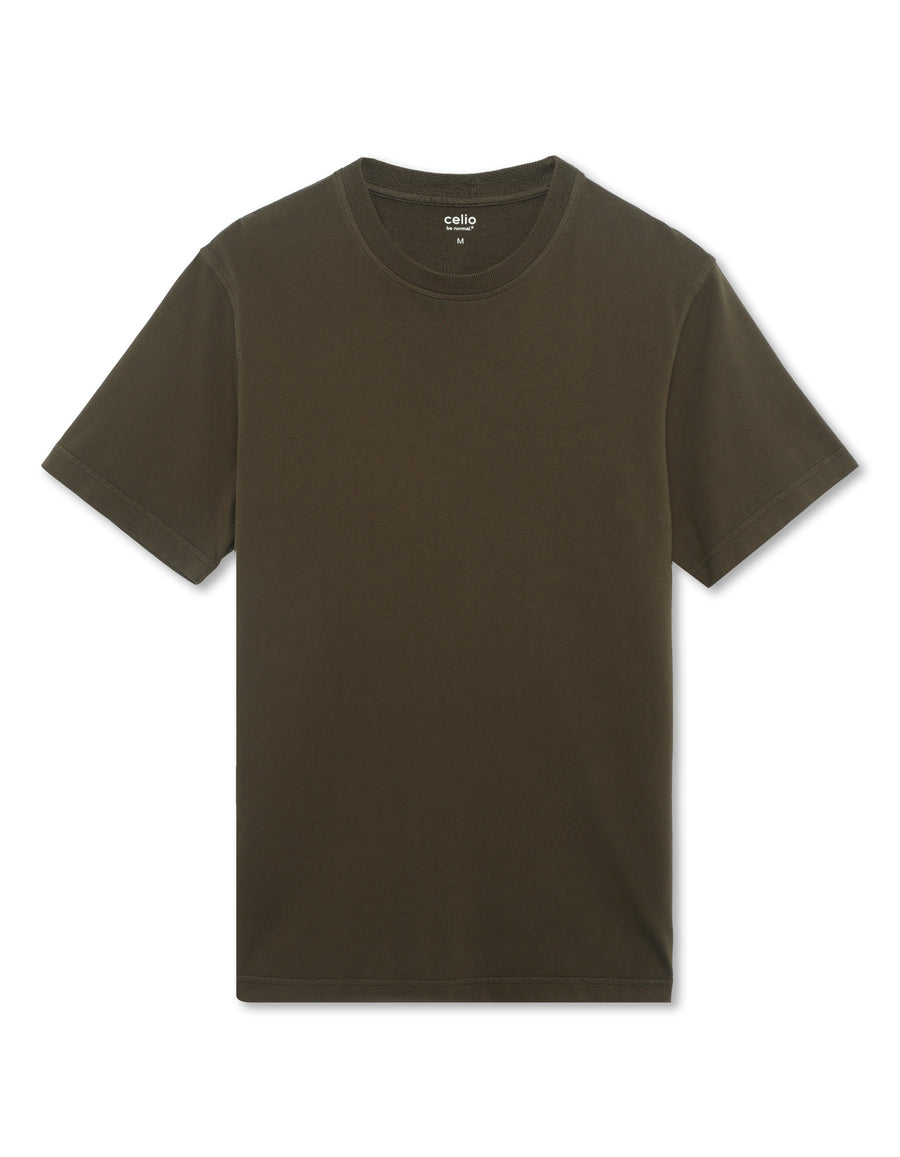 Celio* Regular Fit 100% Cotton Round neck T-shirt-Olive