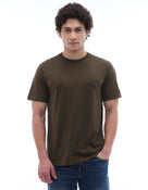 Celio* Regular Fit 100% Cotton Round neck T-shirt-Olive