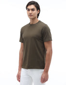 Celio Solid Regular Fit Cotton Olive Tshirts
