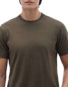 Celio Solid Regular Fit Cotton Olive Tshirts