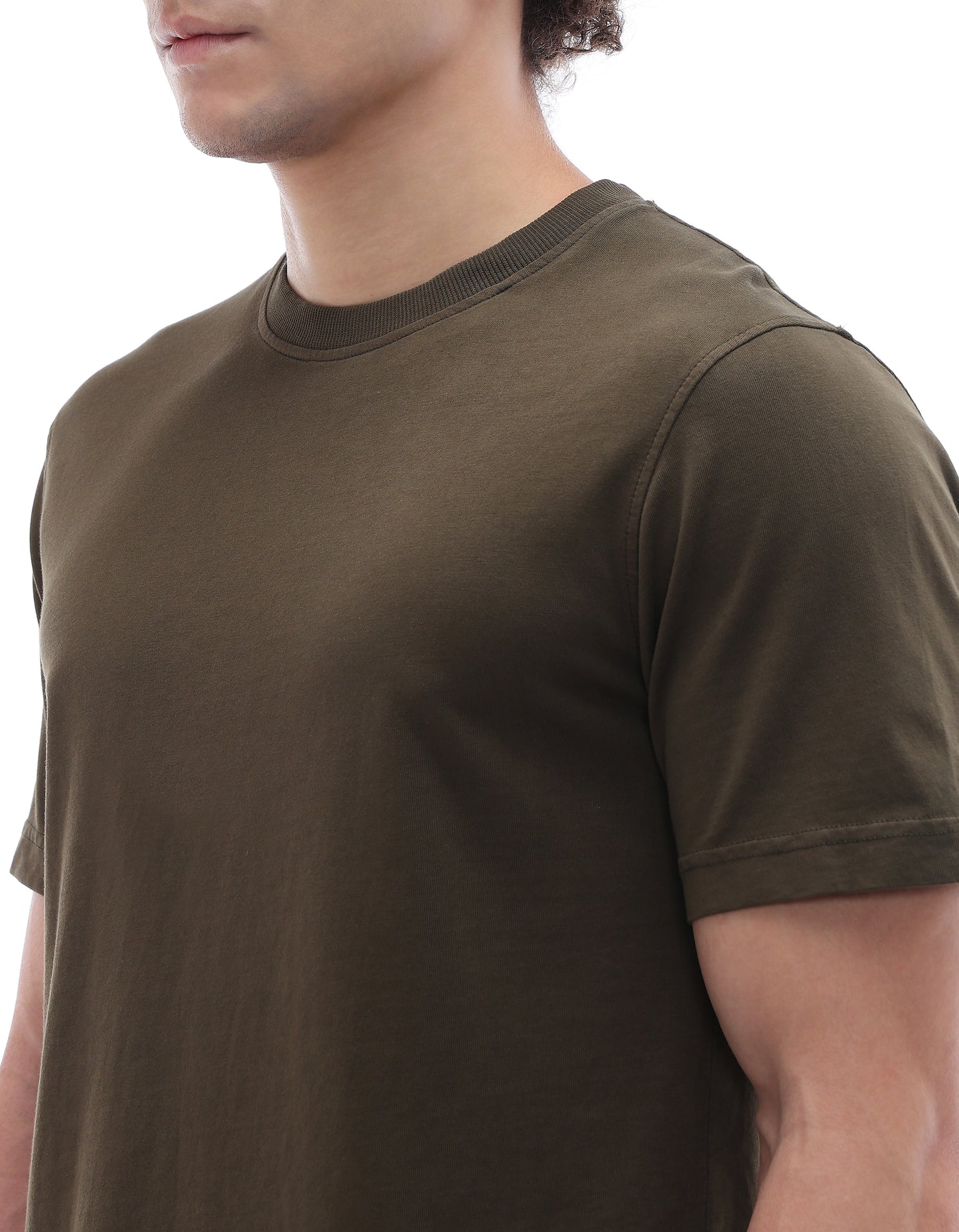 Celio* Regular Fit 100% Cotton Round neck T-shirt-Olive